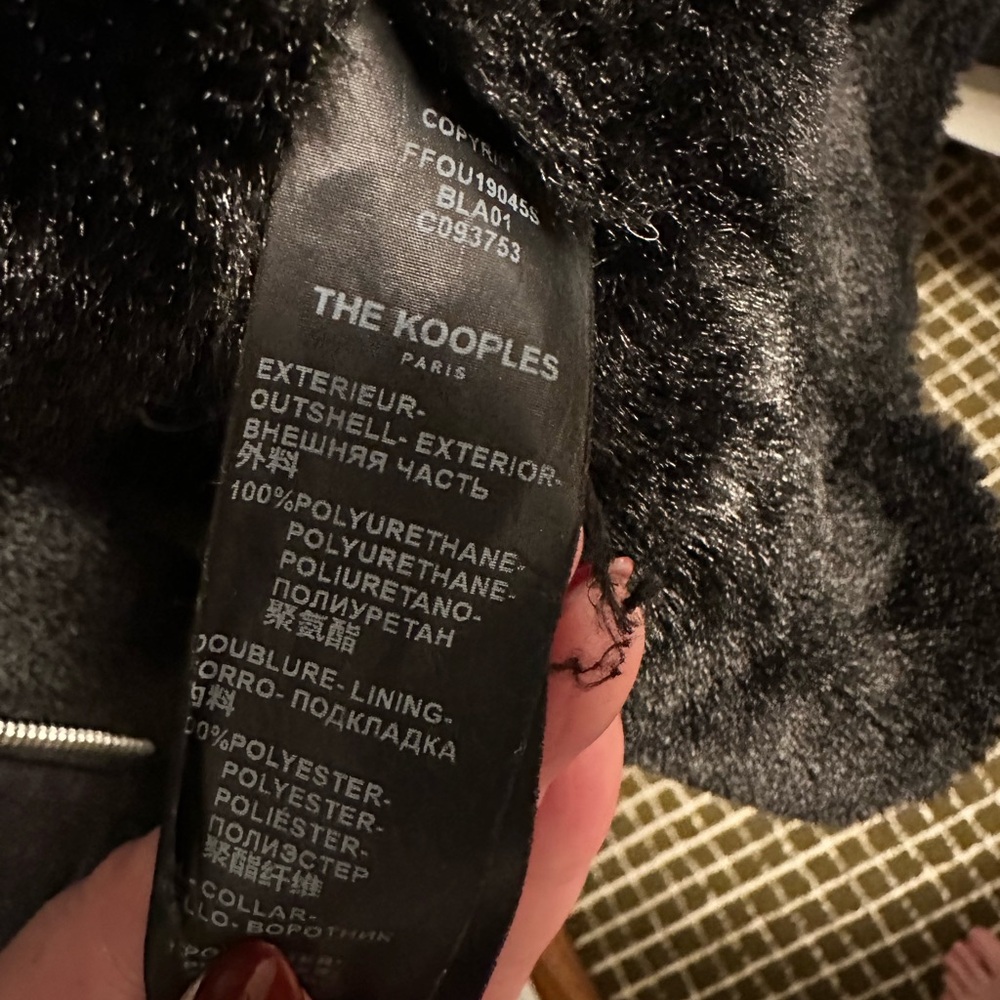 The Kooples Vegan Black Leather Aviator Jacket with Faux Shearling Trim - Picture 5 of 5